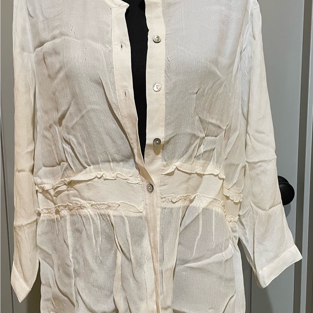 Soft Surroundings Ivory Textured Gauze Top